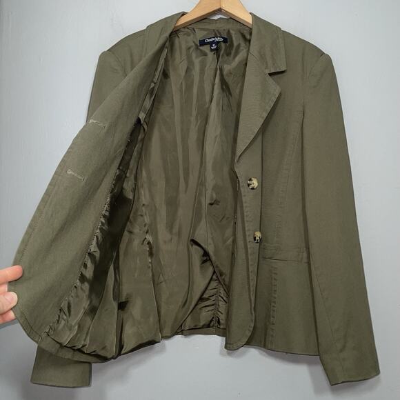 Chadwicks Jacket Womens Size 18 Olive Green Twill Two Button Blazer Army Utility - Picture 4 of 13